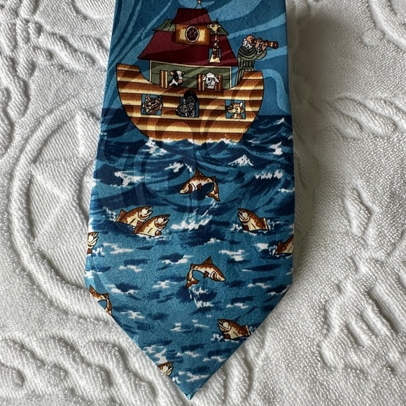 Mens Blue and Brown Nautical Tie‎ - Picture 2 of 7